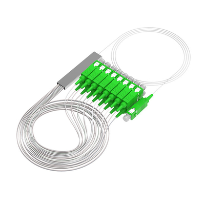 중국 야외 0.9mm PLC 스플리터 1x2 SC APC 커넥터와 함께 2 차원 광섬유 스플리터