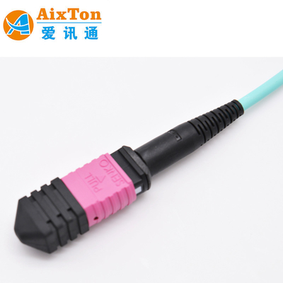 OM3 50/125μm 광선 모드 베트남 데이터 센터용 24 코어 사전 종료된 MTP/MPO 둥근 광선 케이블
